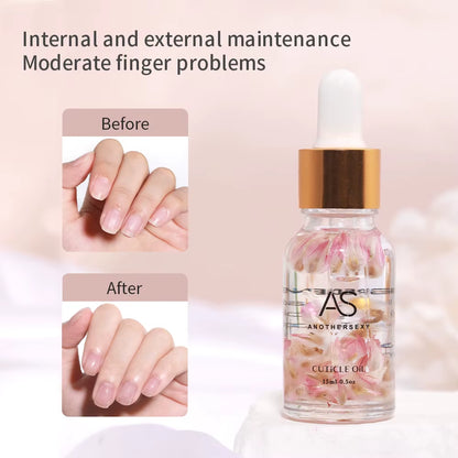AS 15ML Dried Flower Cuticle Nutrient Oil Nourish Restore Damaged Nails Vitamin Nail Care Oil Soften Moisturizes Strength