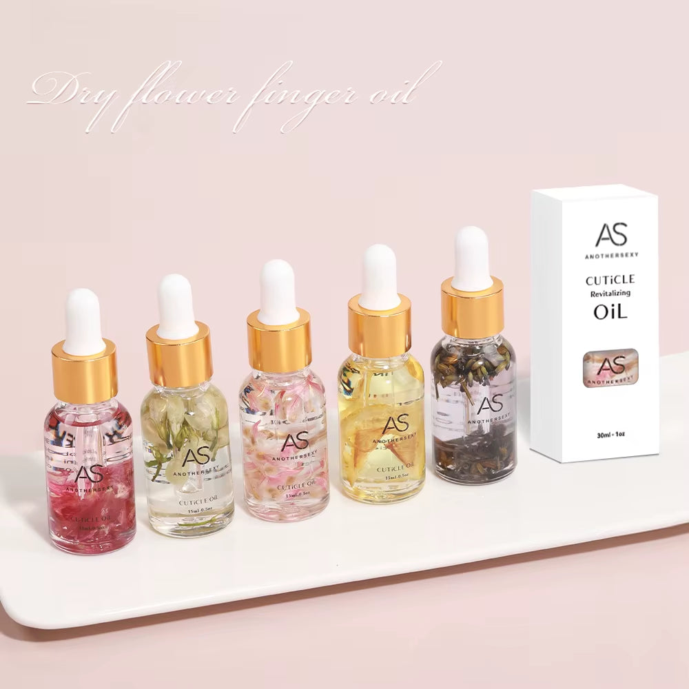 AS 15ML Dried Flower Cuticle Nutrient Oil Nourish Restore Damaged Nails Vitamin Nail Care Oil Soften Moisturizes Strength