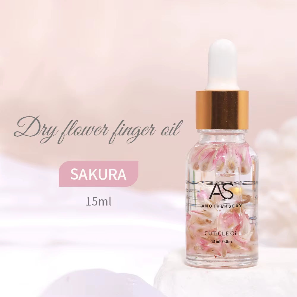 AS 15ML Dried Flower Cuticle Nutrient Oil Nourish Restore Damaged Nails Vitamin Nail Care Oil Soften Moisturizes Strength