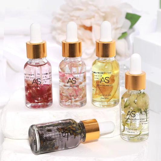 AS 15ML Dried Flower Cuticle Nutrient Oil Nourish Restore Damaged Nails Vitamin Nail Care Oil Soften Moisturizes Strength